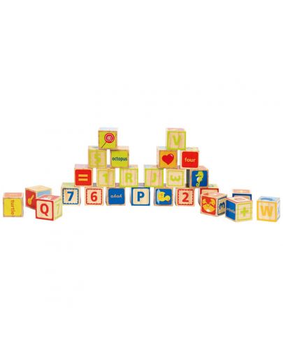 Разноцветни кубчета Hape с букви и цифри, дървени - 2