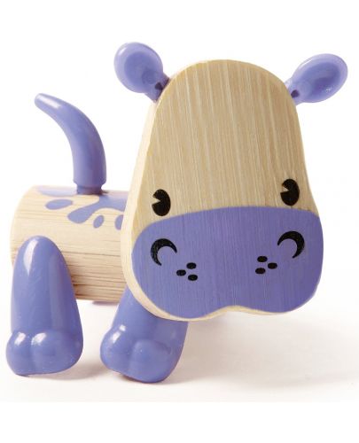 Детска играчка от бамбук Hape - Мини животинка Хипопотам - 1