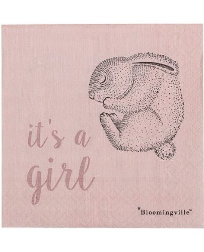 Хартиени салфетки Bloomingville - It's a girl, розови - 1