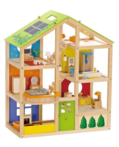 Детска дървена куклена къща с обзавеждане - 1
