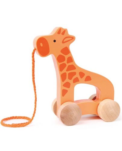 Дървена играчка на колела - Жирафче - 2