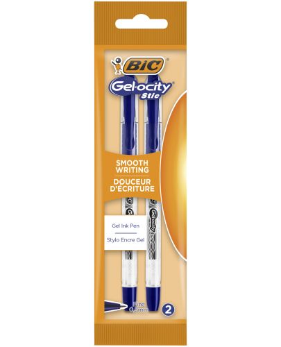 Химикалка с гелово мастило BIC - Gel-ocity Stic, 0.5 mm, синя, 2 броя - 1