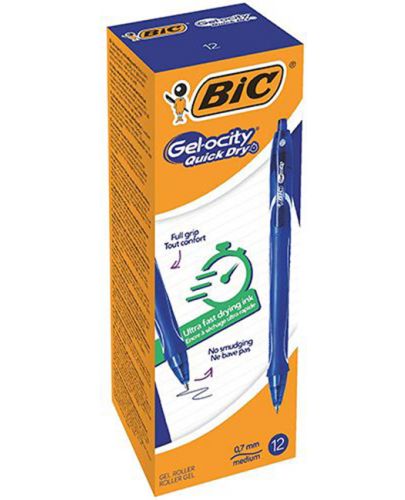 Химикалка с гелово мастило BIC - Gel-ocity Quick Dry, 0.7 mm, синя - 2