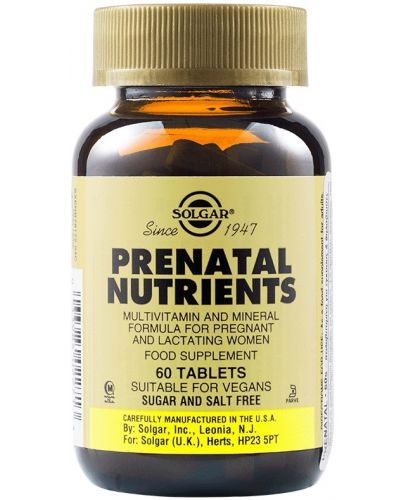 Prenatal Nutrients, 60 таблетки, Solgar - 1
