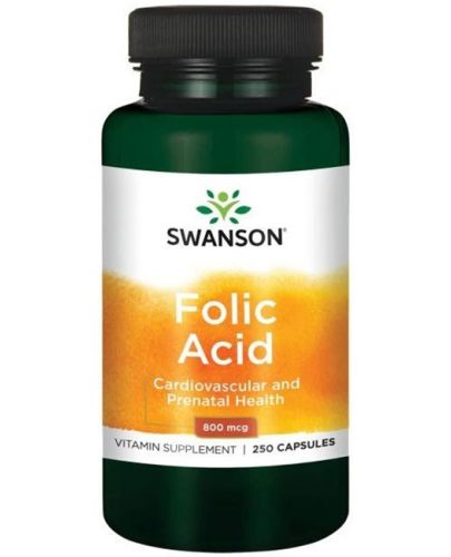Folic Acid, 800 mcg, 250 капсули, Swanson - 1