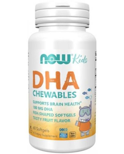 Kid's Chewable DHA, 60 капсули, Now - 1