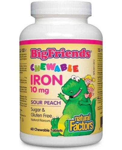 Big Friends Iron, 10 mg, 60 дъвчащи таблетки, Natural Factors - 1