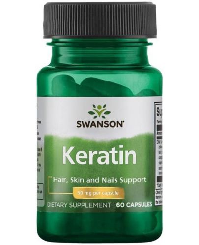 Keratin, 50 mg, 60 капсули, Swanson - 1