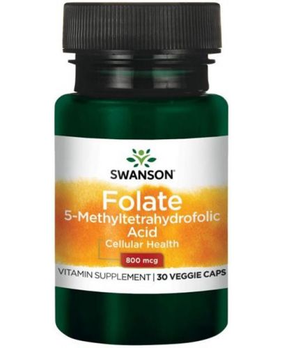 Folate, 800 mcg, 30 растителни капсули, Swanson - 1