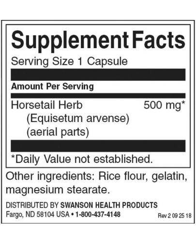 Horsetail, 500 mg, 90 капсули, Swanson - 2