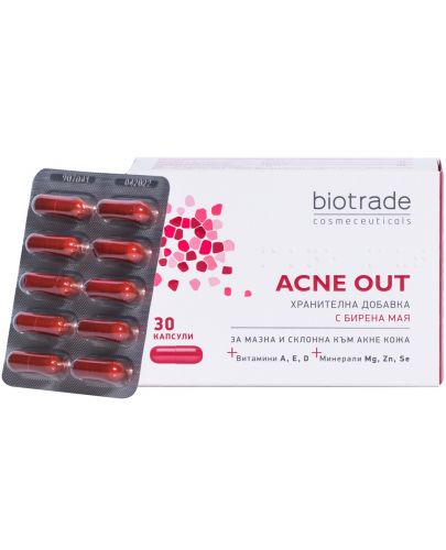 Biotrade Acne Out Хранителна добавка, 30 капсули - 1