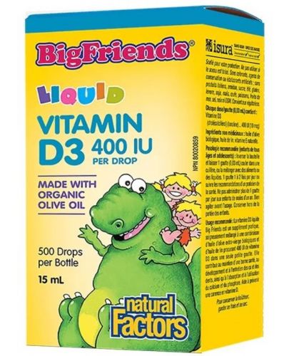 Big Friends Vitamin D3, 400 IU, 15 ml, Natural Factors - 1