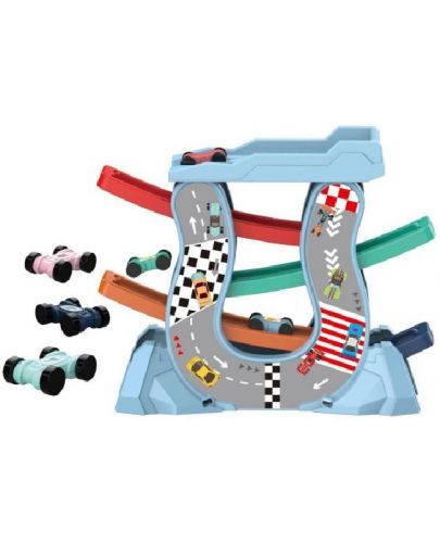 Игрален комплект Raya Toys - Писта с 4 колички - 1