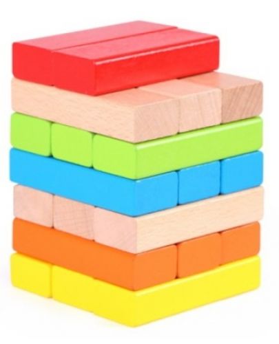 Игра с дървени блокчета Pino - Цветна Дженга - 5