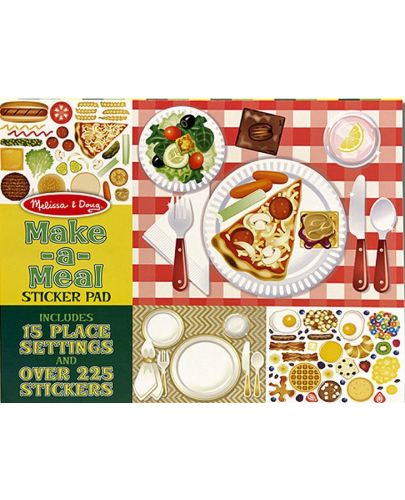 Игрален комплект Melissa and Doug - Направи ястия със стикер и подложка за храна - 1