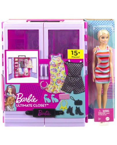 Игрален комплект Barbie - Гардероб с кукла - 1