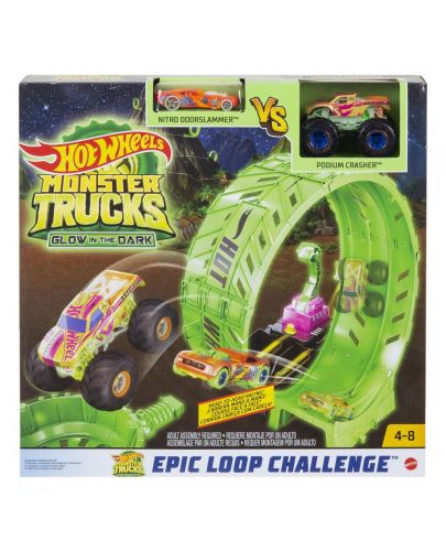 Игрален комплект Hot Wheels Monster Truck - Светеща писта Епичен лупинг - 2