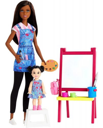 Игрален комплект Barbie - Барби учител по рисуване, брюнетка - 2