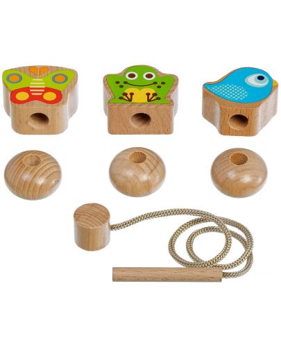 Дървена играчка за нанизване Lucy&Leo - С три фигурки - 3