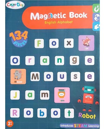 Игрален комплект Raya Toys - Магнитна книга-азбука, 134 части - 1