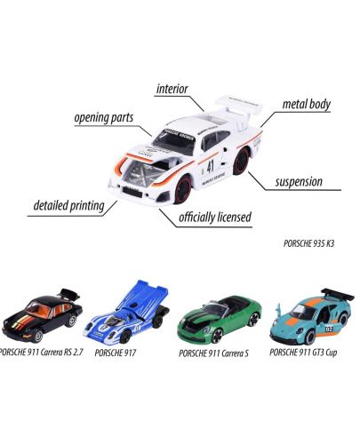 Игрален комплект Majorette - Giftpack Porsche Motorsport, 5 колички - 3