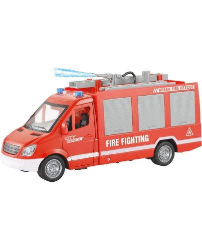 Игрален комплект Raya Toys - Пожарна кола City Rescue със стълба, музика и светлини - 1