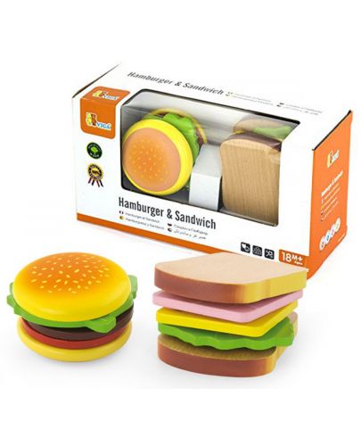 Игрален комплект Viga - Хамбургер и сандвич - 2