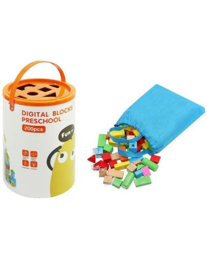 Игрален комплект Kruzzel - Цветни дървени блокове в кутия-сортер - 1
