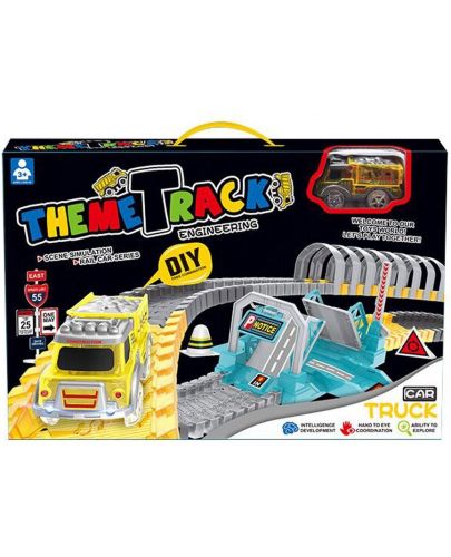Игрален комплект Felyx Toys - Писта със светещо камионче, лупинг, 165 части - 1