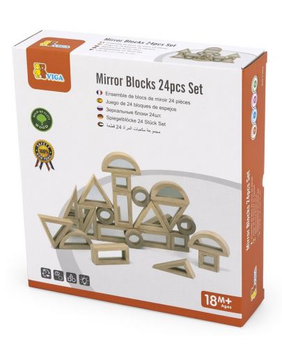 Игрален комплект Viga - Огледални блокове, 24 части - 1