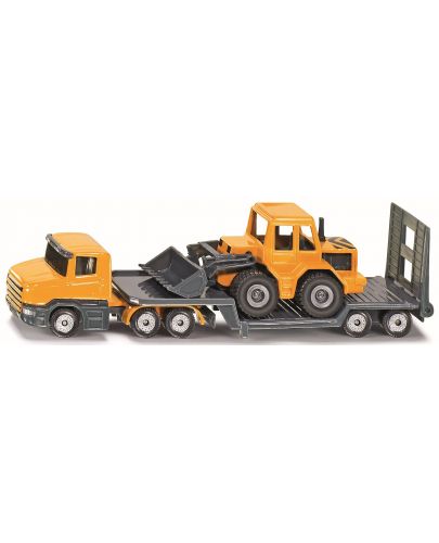 Метална играчка Siku - Камион с платформа и багер - 1