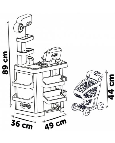 Игрален комплект Smoby - Супермаркет с количка за пазаруване - 5