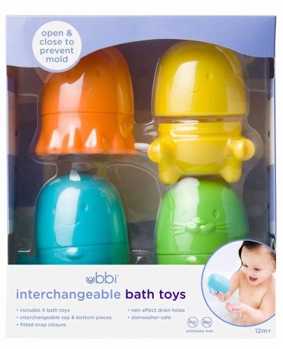 Играчки за баня със сменящи се форми Ubbi - 4 броя - 4