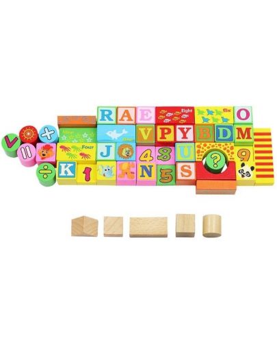 Игрален комплект Kruzzel - Цветни дървени блокове в кутия-сортер - 5