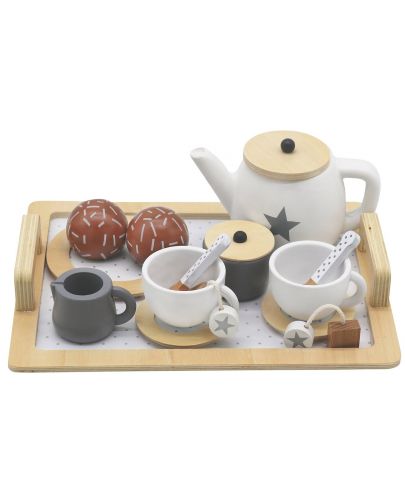Игрален комплект Ginger Home - Дървен сет за чай, бяло-сив - 4
