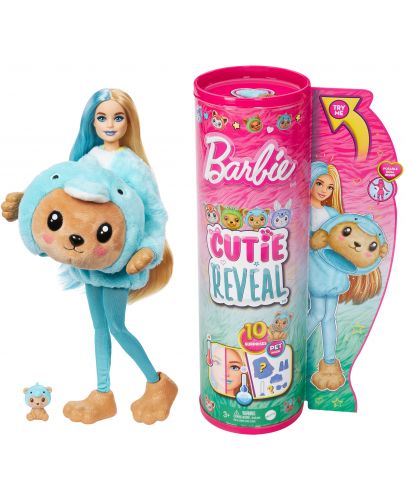 Игрален комплект Barbie Cutie Reveal - Кукла с костюм на мече-делфин - 1