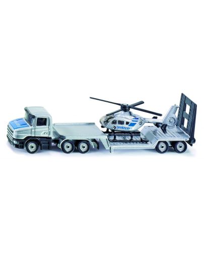 Метална играчка Siku Super - Камион с ремарке и полицейски хеликоптер, 1:87 - 1