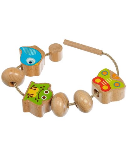 Дървена играчка за нанизване Lucy&Leo - С три фигурки - 1