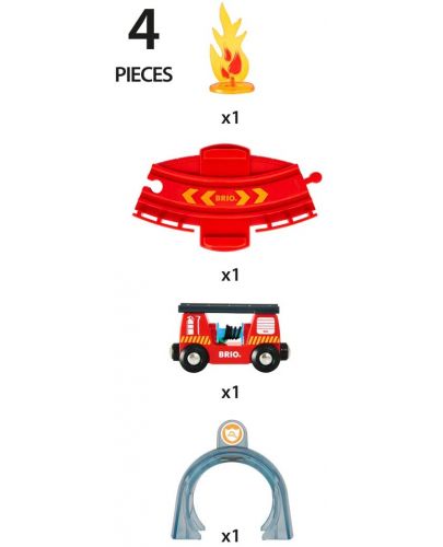 Игрален комплект Brio Smart Tech - Тунел и пожарен вагон - 4