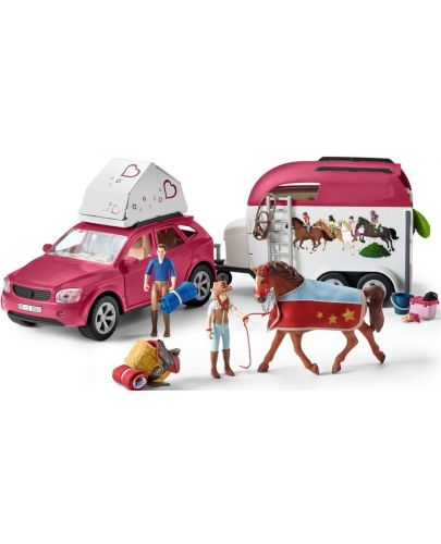 Игрален комплект Schleich Horse Club - Конен лагер с кола и ремарке - 2