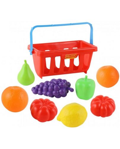 Игрален комплект Polesie - Пазарска кошница с плодове, 8 броя - 3