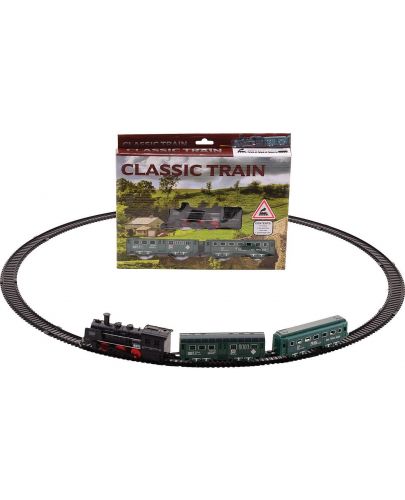Игрален комплект Classic Train - Парен локомотив с релси, 13 части - 1