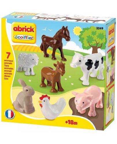 Игрален комплект Ecoiffier Abrick - Животните от фермата, 7 броя - 1