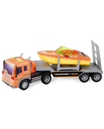 Игрален комплект Ocie - Камион с платформа и лодка, City Service - 2