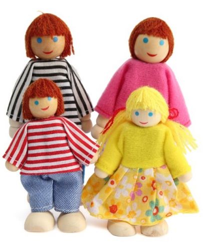 Игрален комплект Smart Baby - Семейство дървени кукли, 4 броя - 1