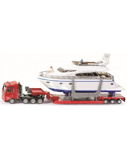 Метална играчка Siku Super - Камион с ремарке и яхта, 1:87 - 1