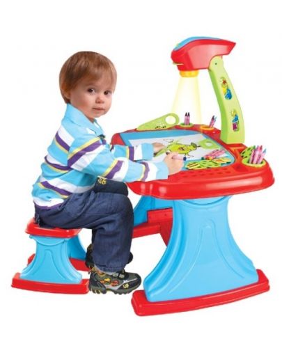 Игрален комплект Baby Mix - Двустранна дъска за рисуване със столче и аксесоари, 93 части - 2