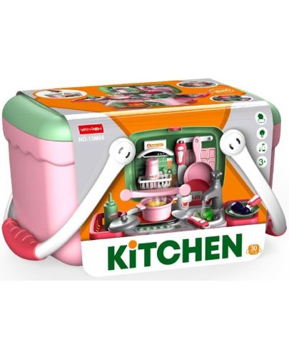 Игрален комплект Raya Toys - Кухня в кошница с пара и светлини - 4