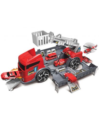 Игрален комплект Super Storage - Пожарен паркинг в камион, с 2 колички - 1