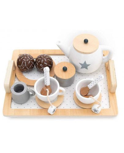 Игрален комплект Ginger Home - Дървен сет за чай, бяло-сив - 7